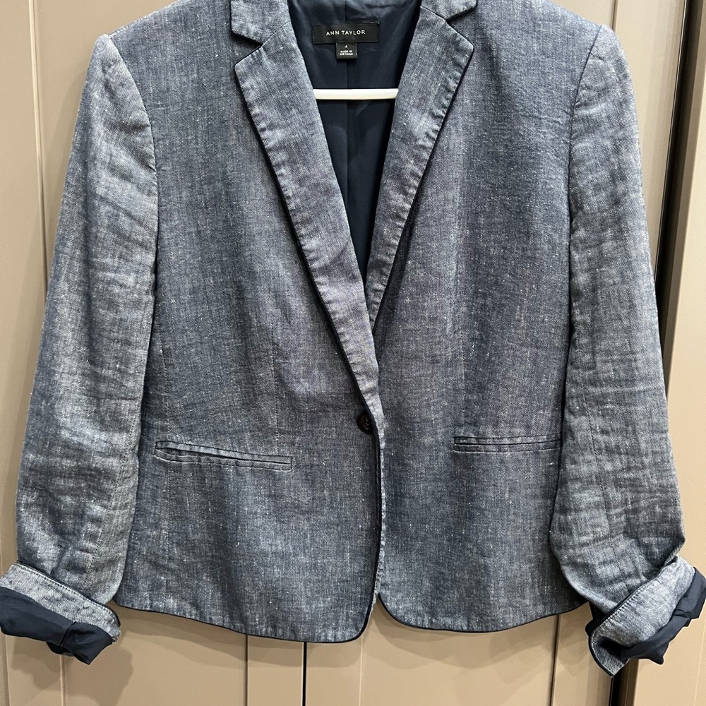 Ann Taylor Women's Blue Textured Blazer